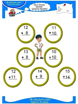 Çocuklar İçin toplam işlemi yaprak testleri 